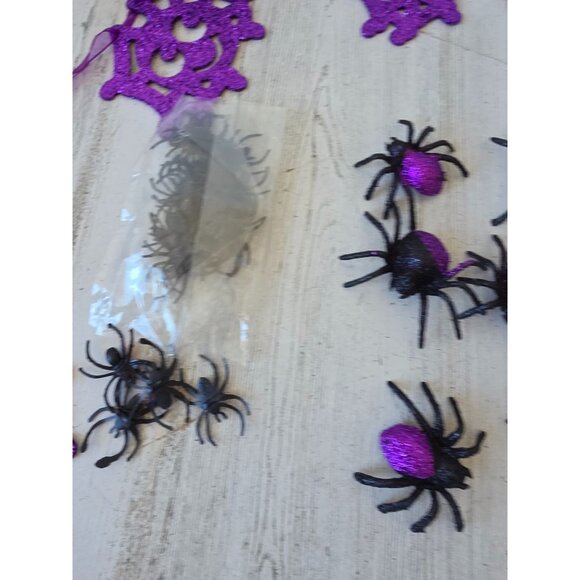 Purple glitter spider Halloween Garland figurine sparkle set - Picture 4 of 9